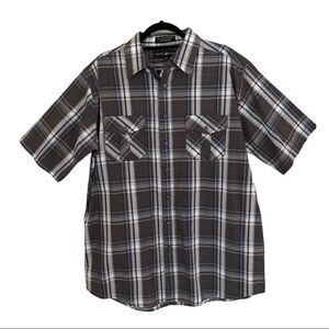 Beverly Hills Polo Club Short Sleeve Button Down Plaid Shirt Size XLT